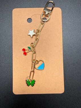 Gold Tone Charm Keychain
